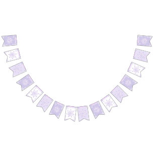 light purple snowflake & glittering heart bunting flags