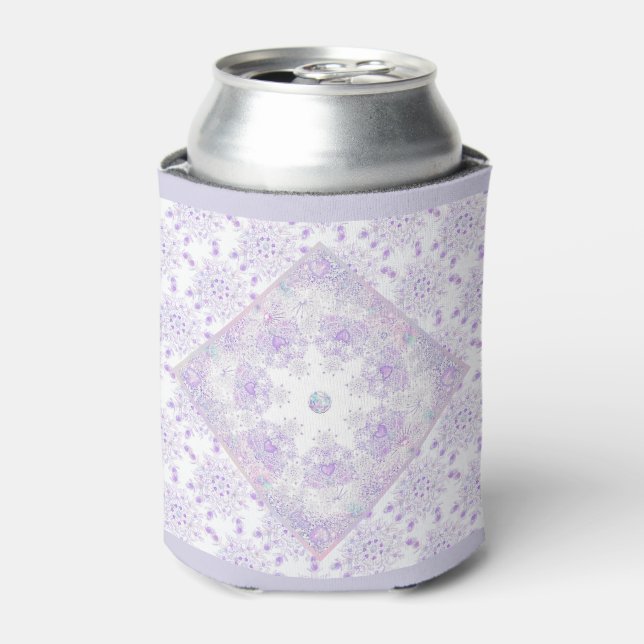 light purple snowflake & glittering heart can cooler (Can Front)