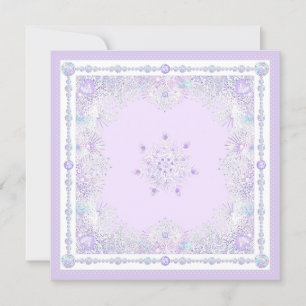 light purple snowflake & glittering heart card