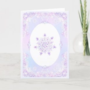 light purple snowflake & glittering heart card