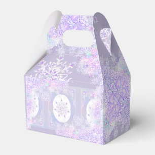 light purple snowflake & glittering heart favor box