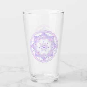 light purple snowflake & glittering heart glass