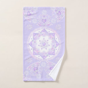 light purple snowflake & glittering heart hand towel