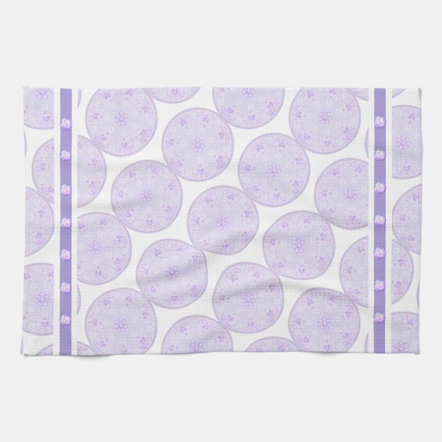 light purple snowflake & glittering heart kitchen towel (Horizontal)
