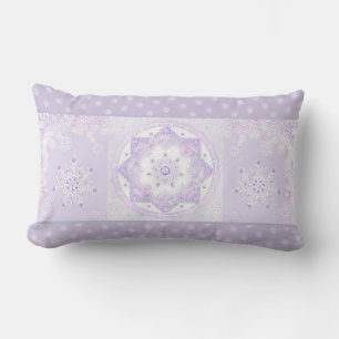 light purple snowflake & glittering heart lumbar pillow