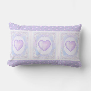 light purple snowflake & glittering heart lumbar pillow