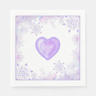 light purple snowflake & glittering heart napkin