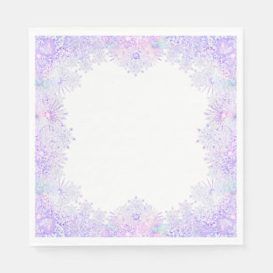 light purple snowflake & glittering heart napkin