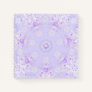 light purple snowflake & glittering heart notebook