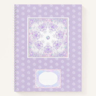 light purple snowflake & glittering heart notebook