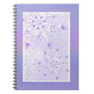 light purple snowflake & glittering heart notebook