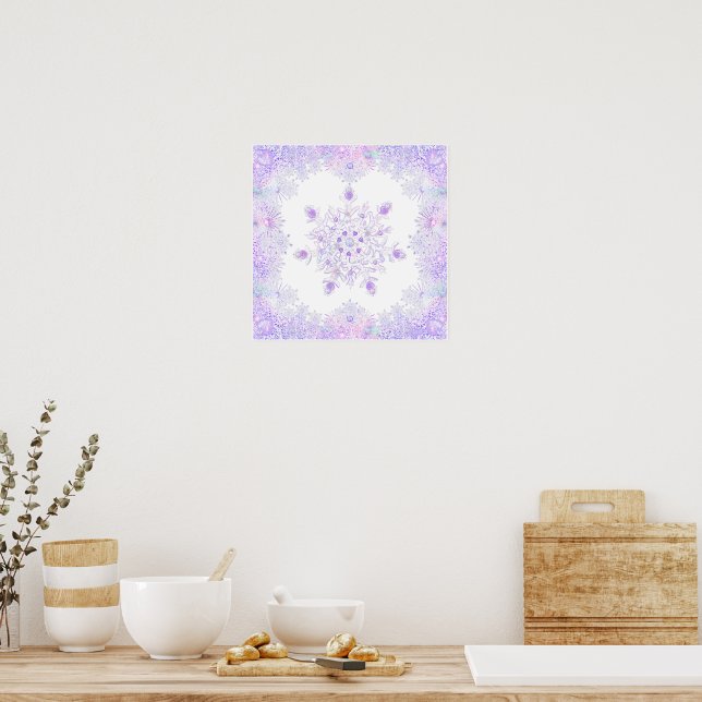 light purple snowflake & glittering heart poster (Kitchen)