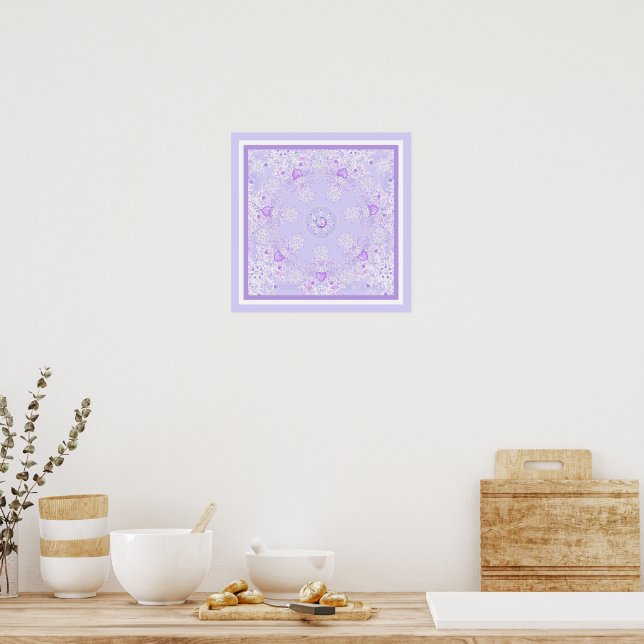 light purple snowflake & glittering heart poster (Kitchen)