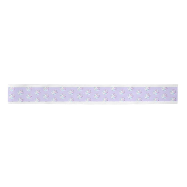 light purple snowflake & glittering heart satin ribbon (Front)