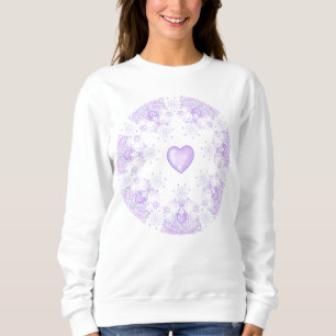 light purple snowflake & glittering heart sweatshirt