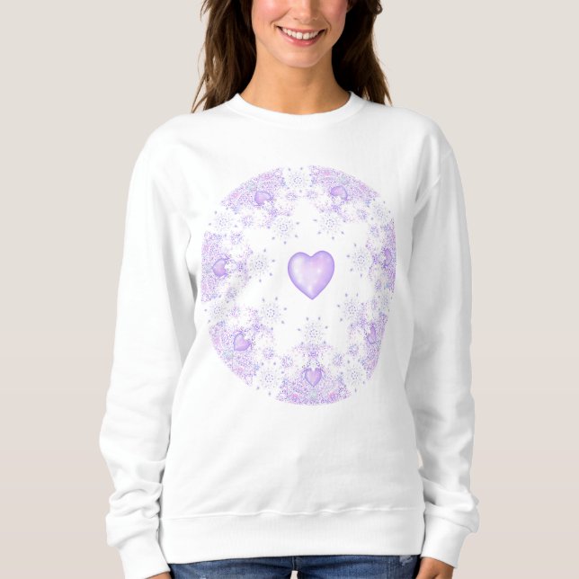 light purple snowflake & glittering heart sweatshirt (Front)