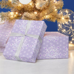 light purple snowflake & glittering heart wrapping paper