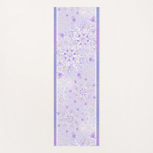 light purple snowflake & glittering heart yoga mat