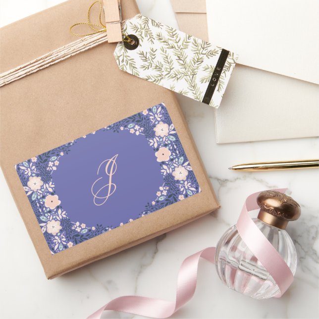 Light Purple Soft Monogram Floral Personal Custom Sticker (Gifting)