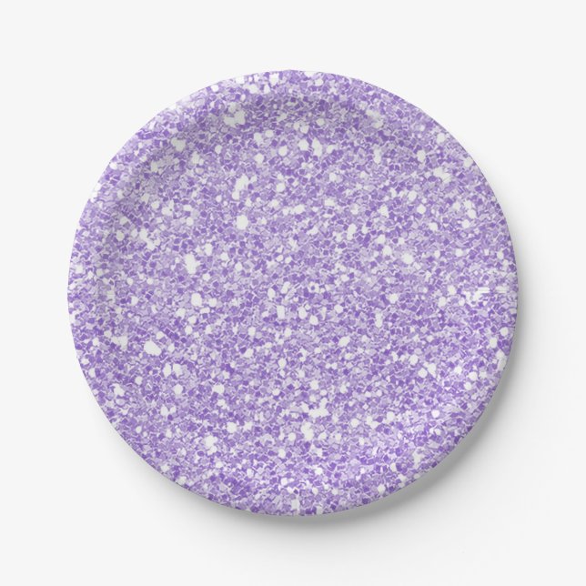 Light Purple Sparkle Glitter Glam Custom Party Paper Plate (Front)