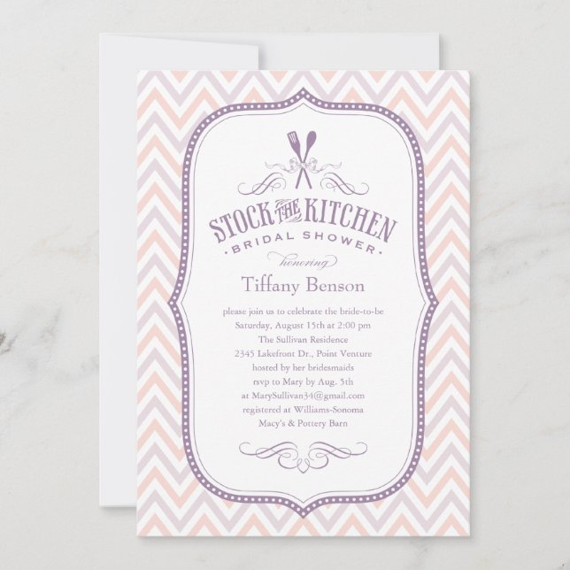 Light Purple Stripes Kitchen Shower Invitations (Front)