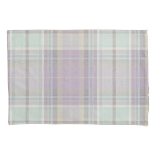 Light Purple Teal Plaid Tartan Pattern Pillowcase