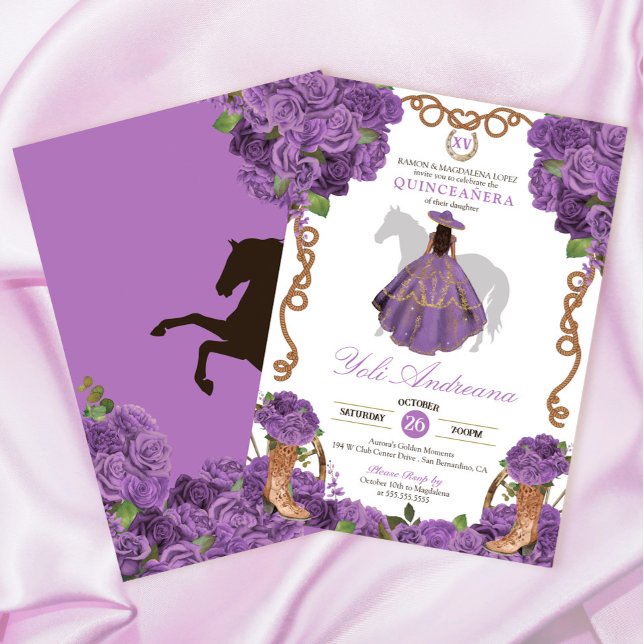 Light Purple Western Charro Vestidos Quinceañera Invitation (Creator Uploaded)