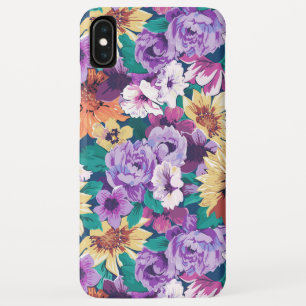 Light-Purple & yellow flowers collage pattern iPhone XS Max Case