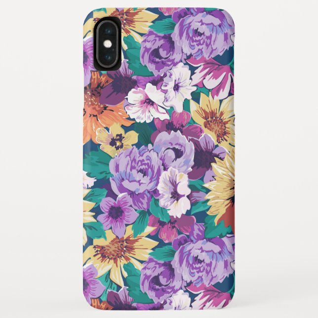Light-Purple & yellow flowers collage pattern Case-Mate iPhone Case (Back)