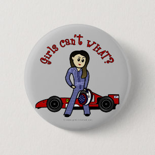 Light Race Car Driver Girl 2 Inch Round Button