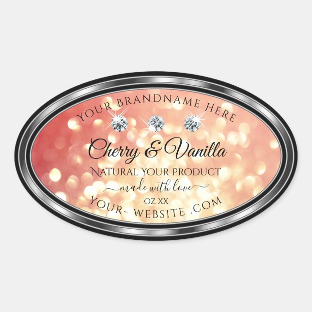 Light Red and Gold Glitter Product Labels Diamonds (Front)