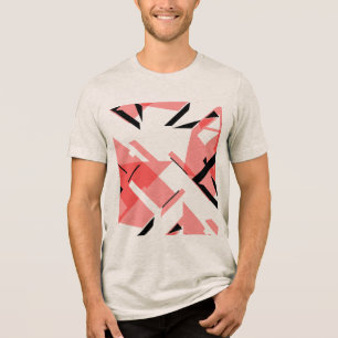 Light Red Black Shapes Abstract Art MCM-inspired Tri-Blend Shirt