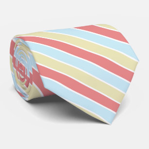 Light Red Blue Green White Stripes Tie