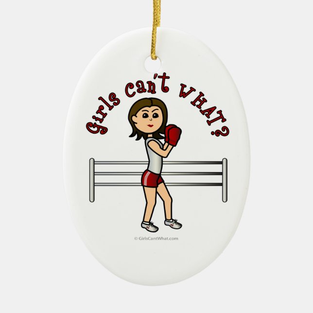 Light Red Boxer Ceramic Ornament (Front)