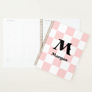 Light Red Checkered Pattern Background Planner