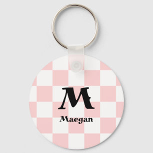 Light Red Chequered Pattern Background Keychain