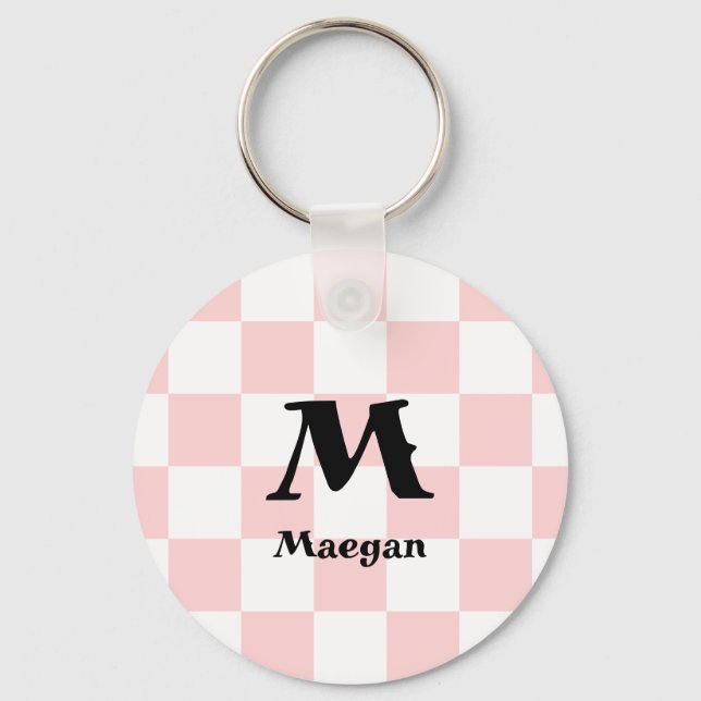 Light Red Chequered Pattern Background Keychain (Front)