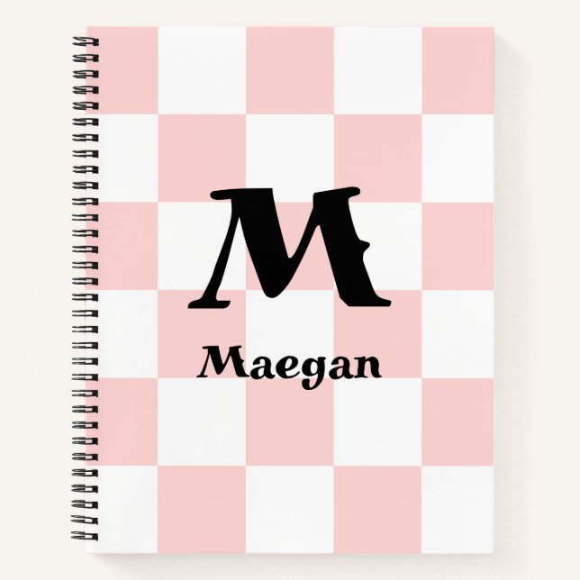Light Red Chequered Pattern Background Notebook (Front)