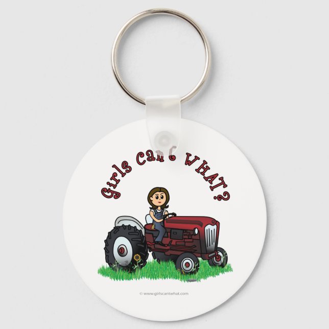 Light Red Farmer Girl Keychain (Front)