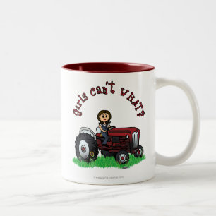 Light Red Farmer Girl Two-Tone Coffee Mug