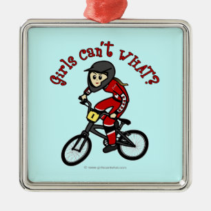 Light Red Girls BMX Metal Ornament