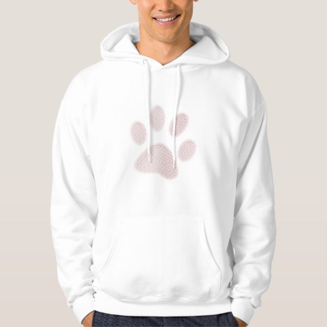 Light Red Halftone Paw Print Hoodie (Front)
