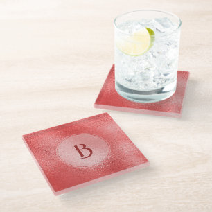 Light red iridescent texture background glass coaster