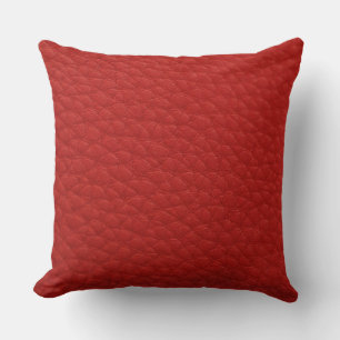 Light Red Leather Look Print Pillow