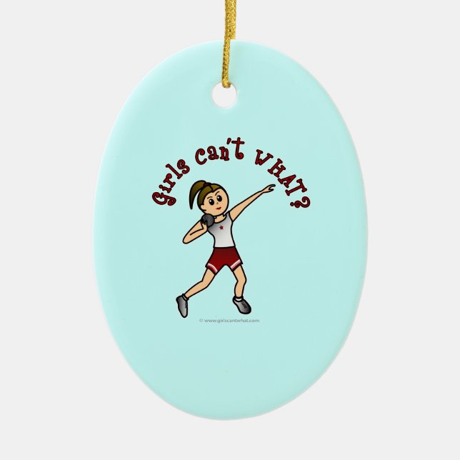 Light Red Shot Put Ceramic Ornament (Front)