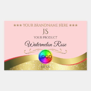 Light Red Wavy Gold Logo Monogram Product Label