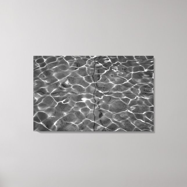 Light Reflections On Water: Black & White Canvas Print (Front)