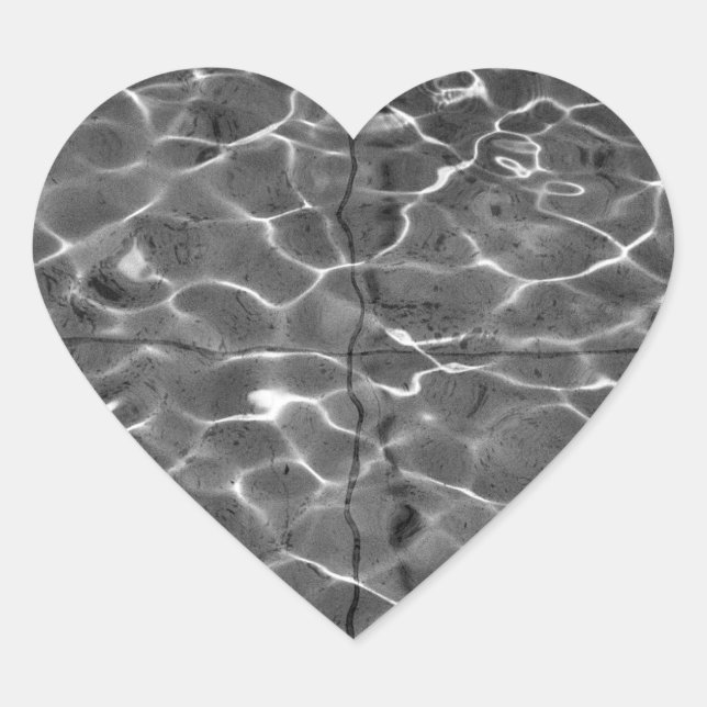 Light Reflections On Water: Black & White Heart Sticker (Front)