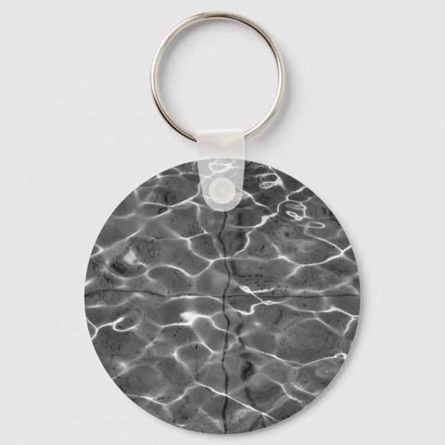 Light Reflections On Water: Black & White Keychain (Front)