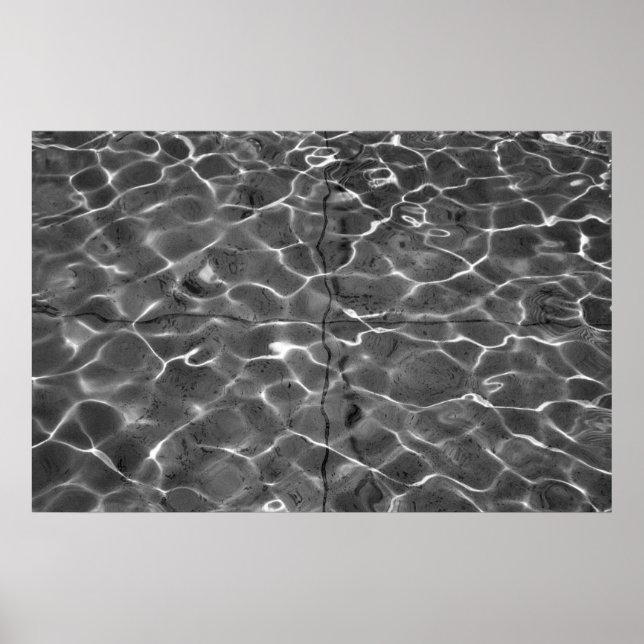 Light Reflections On Water: Black & White Poster (Front)